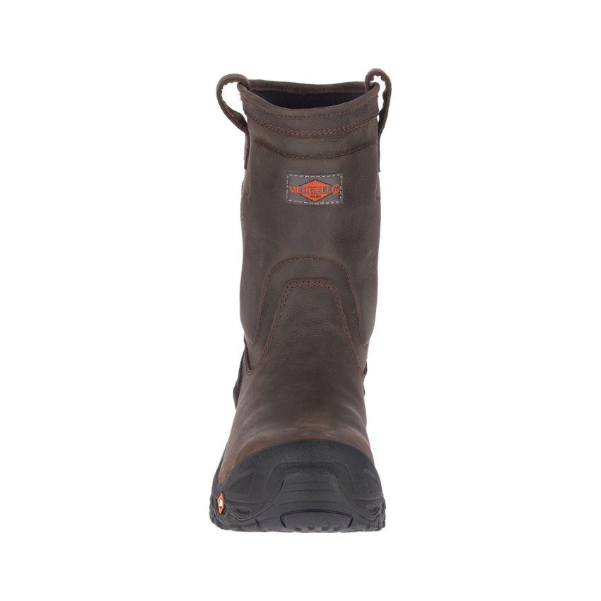 Bottes de Securite Merrell Strongfield Leather Pull On Waterproof Comp Toe Chocolat Homme | N.G.RXBR